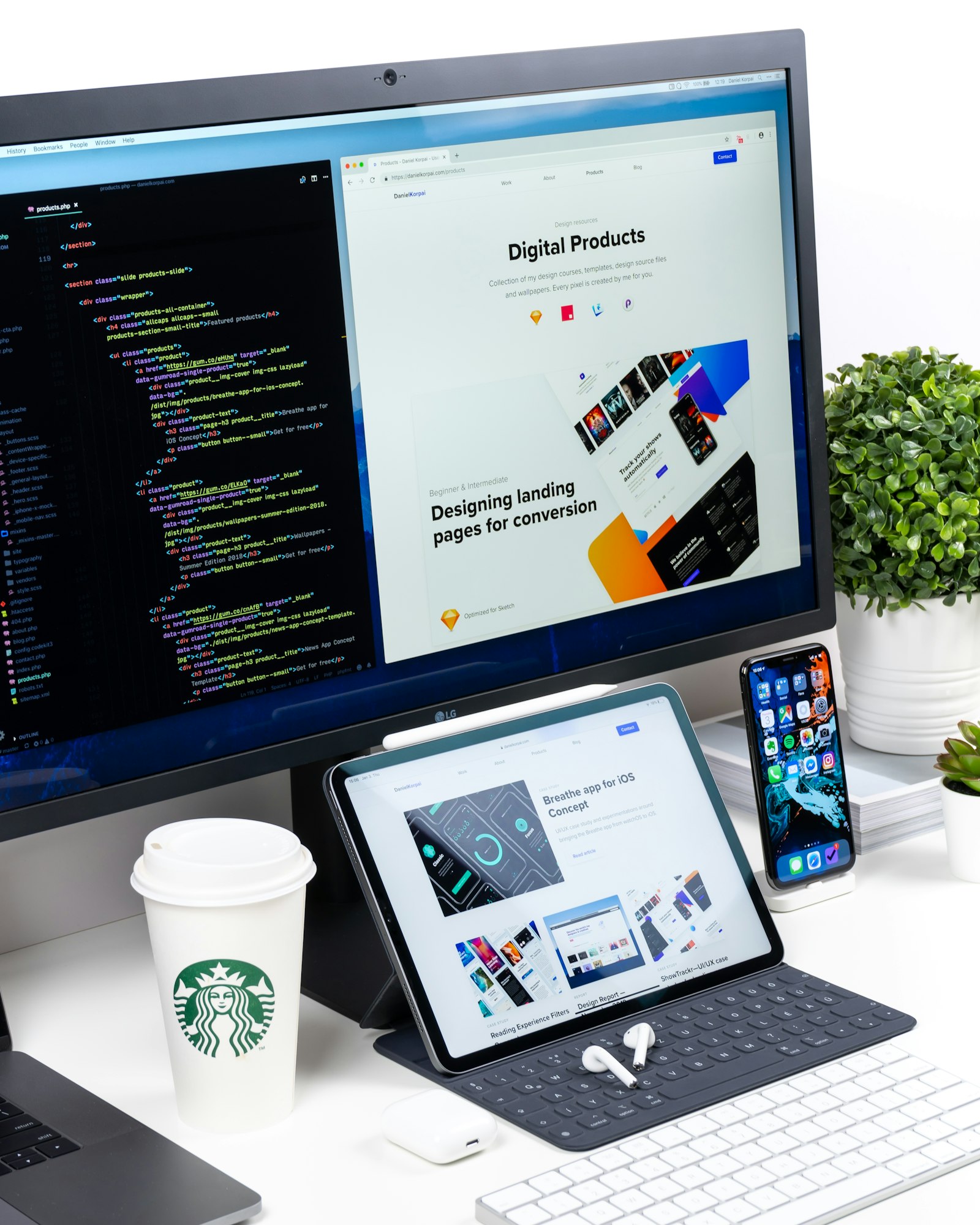 Monitore mit Landingpage-Designs