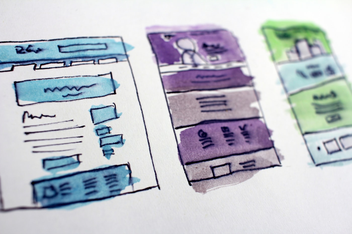 Wireframe-Skizzen einer Website
