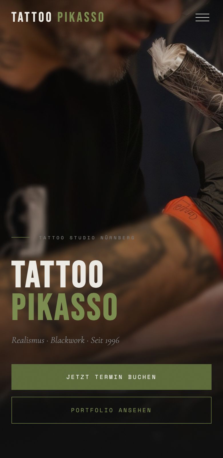 Tattoo Pikasso — Website auf dem Handy