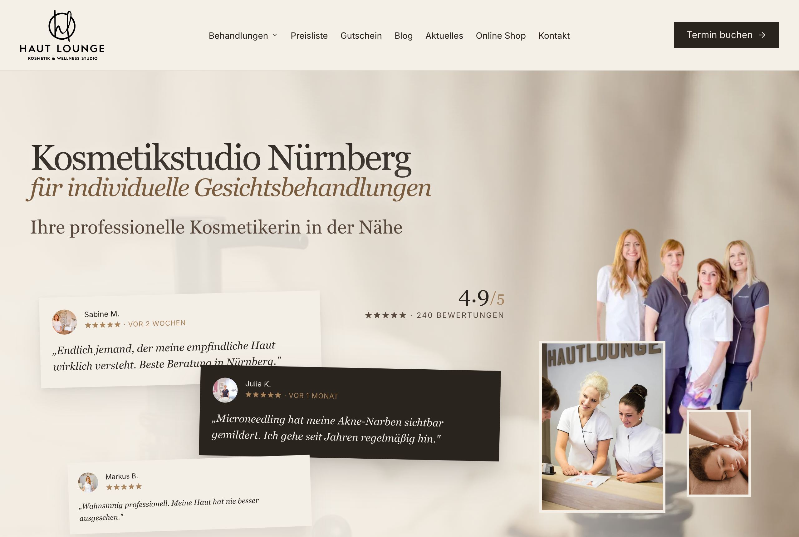 Haut Lounge — Website am Laptop