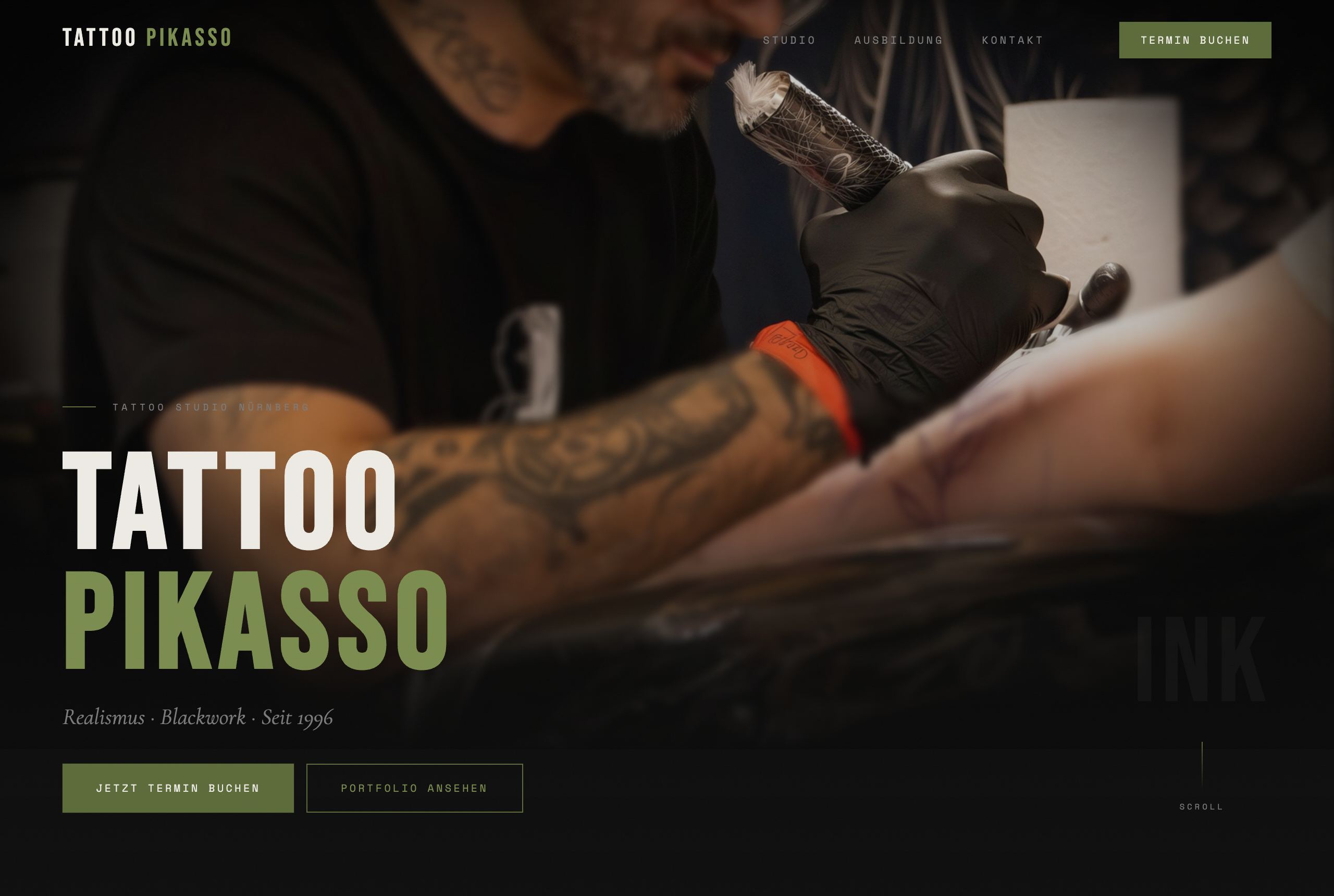 Tattoo Pikasso — Website am Laptop